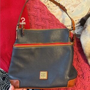 Dooney & Bourke Black and Tan Shoulder Bag
